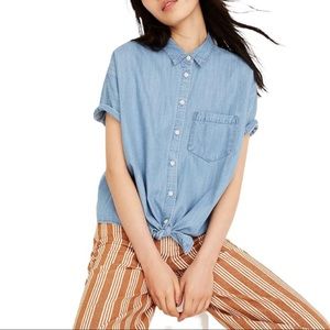Madewell Denim Tie-Up Short Sleeved Shirt